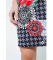 Mini skirt suede print floral ethnic 101 idées 3130W