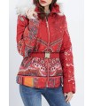 coat short quilted print ethnic fur hood brand 101 idees 1818Z
